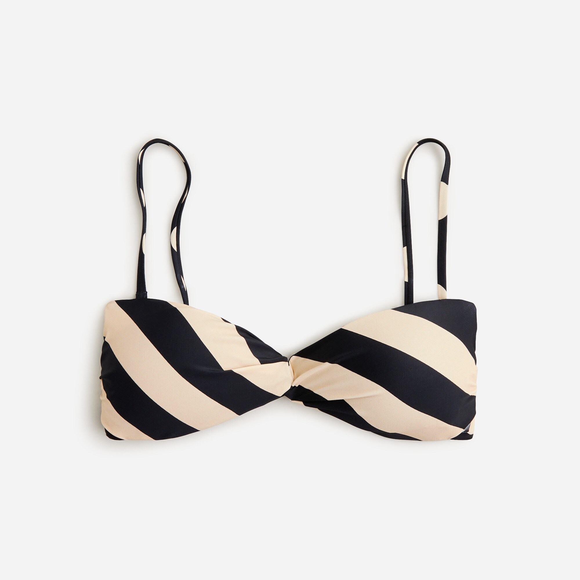 womens Twist-front bikini top in reversible dot-stripe print