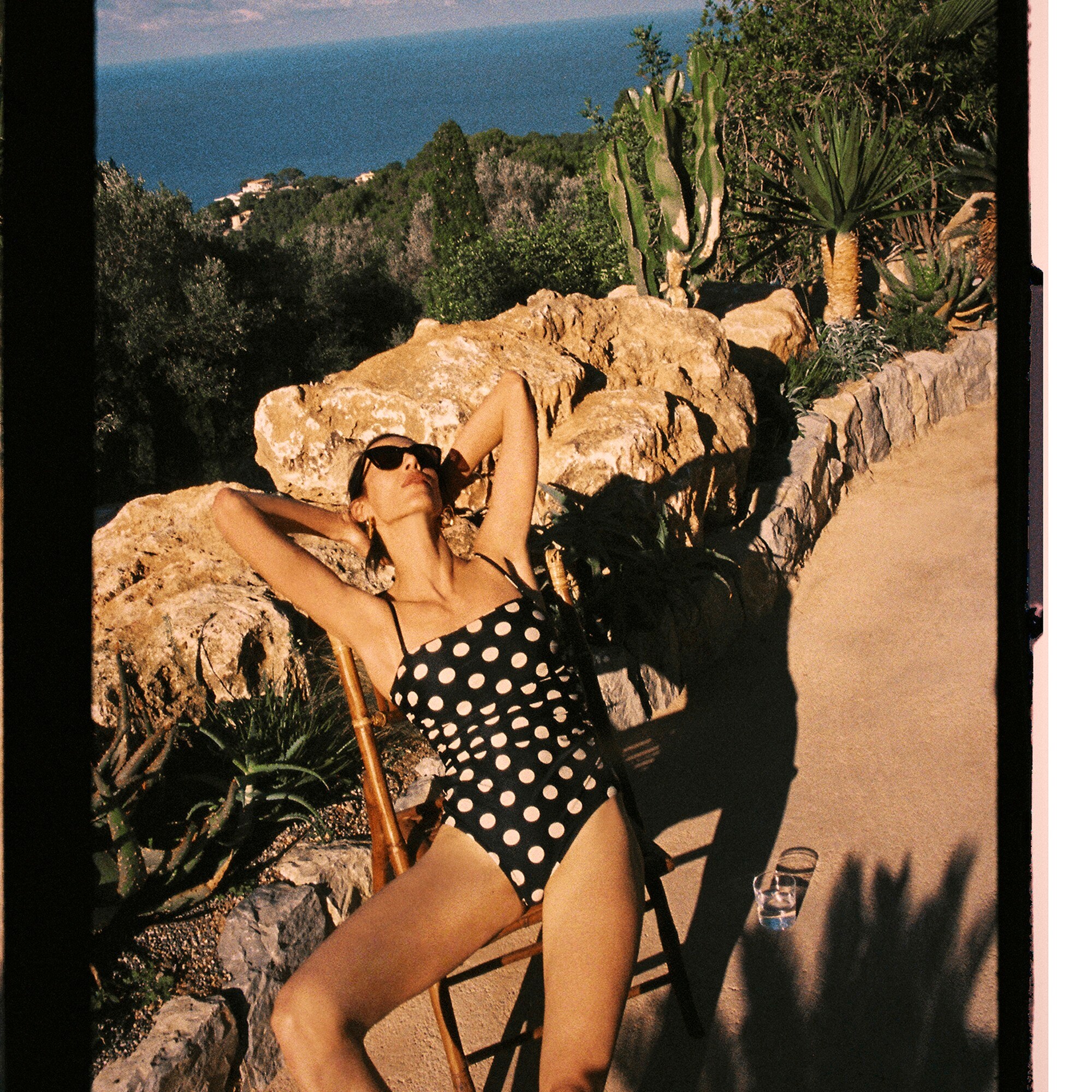 Gemma ruched bandeau one-piece in dot print