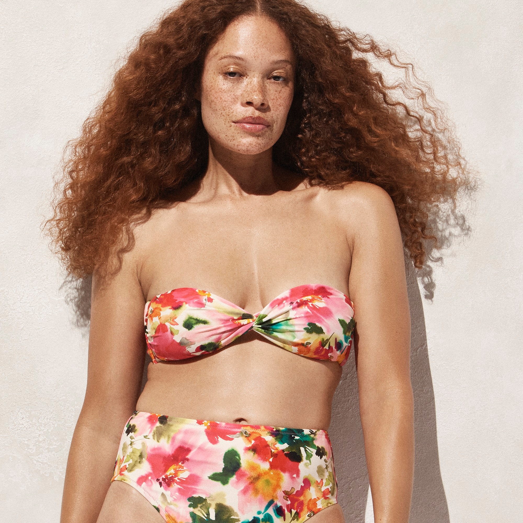 j.crew: twist-front bikini top in floral for women