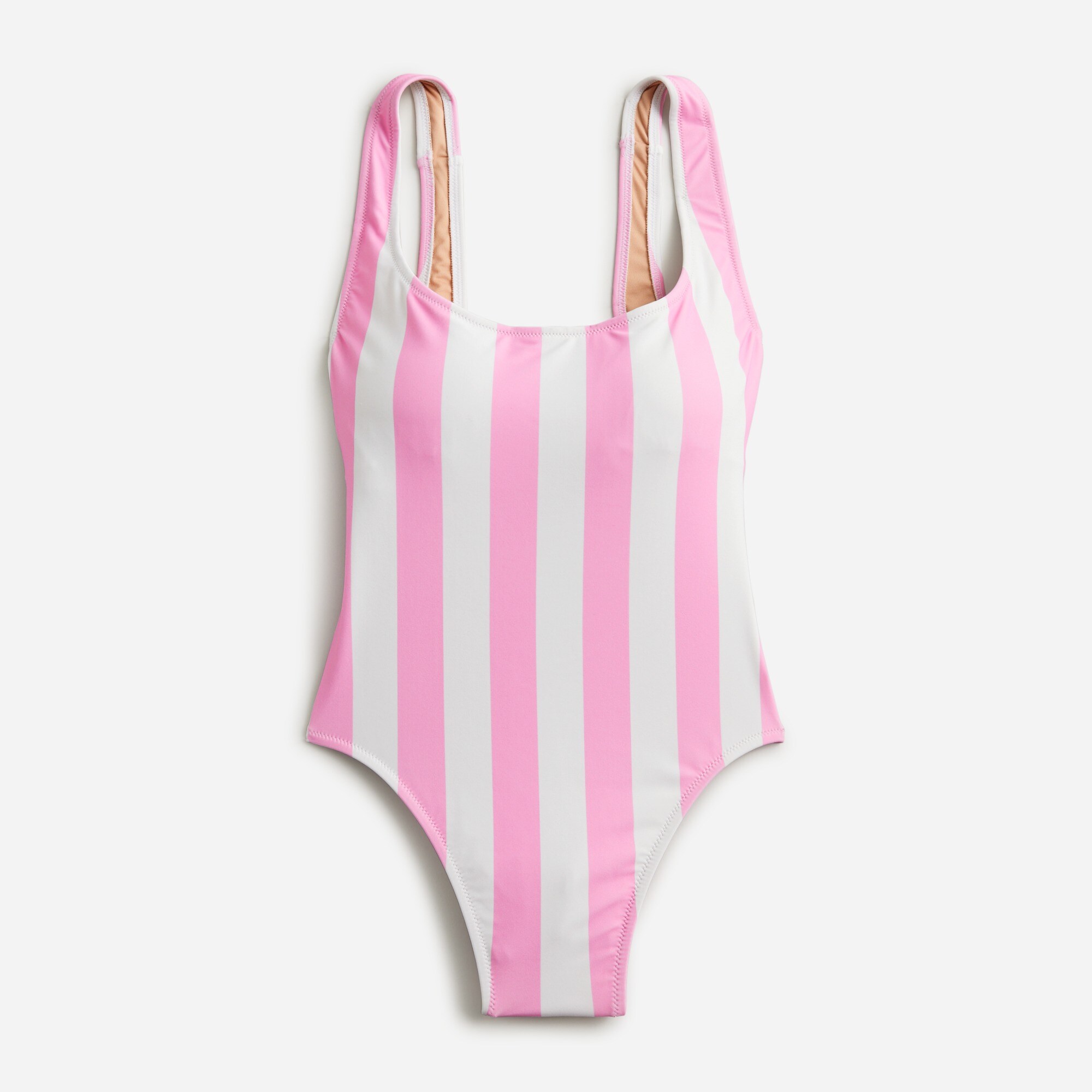  Scoopneck one-piece swimsuit in pink stripe