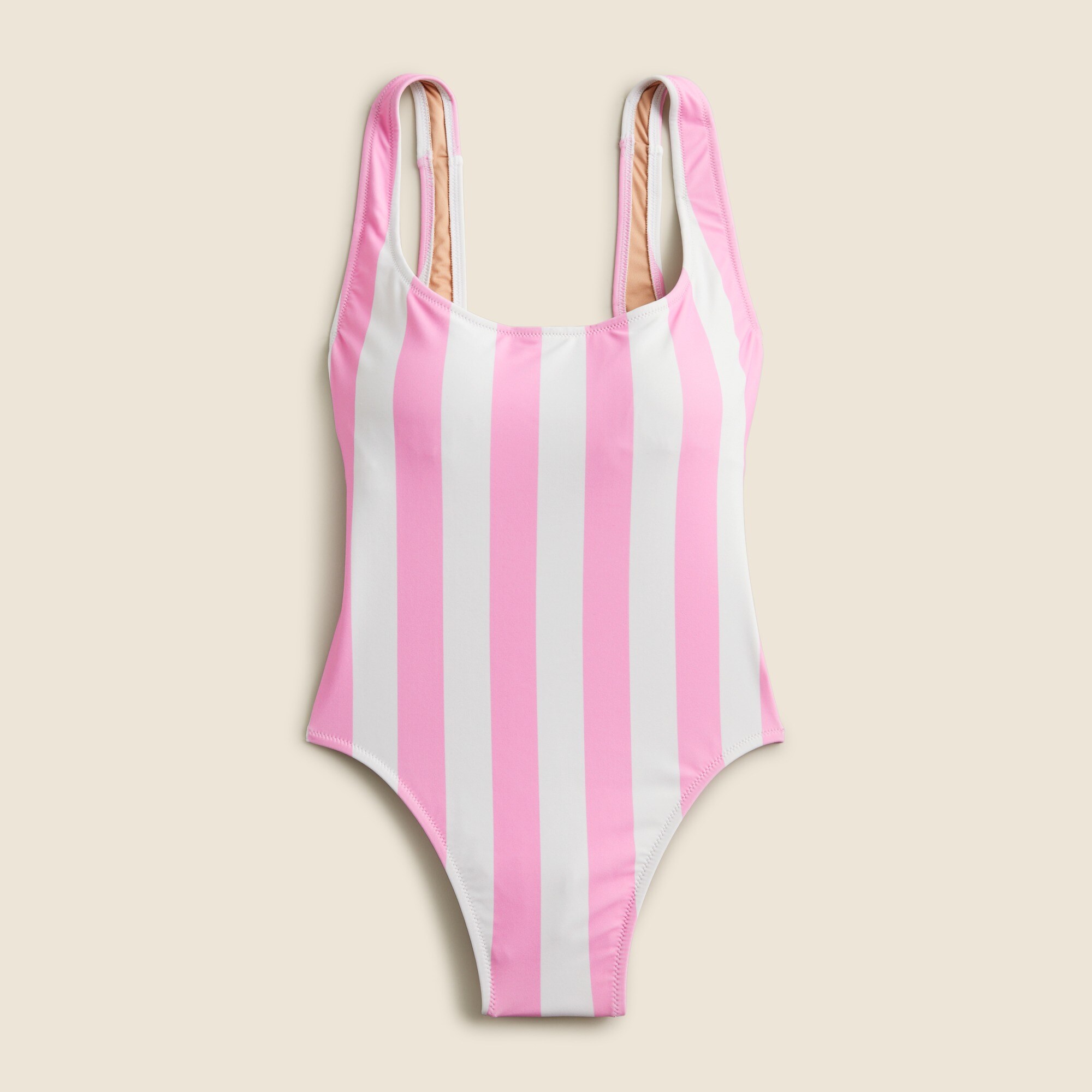 Scoopneck one-piece swimsuit in pink stripe