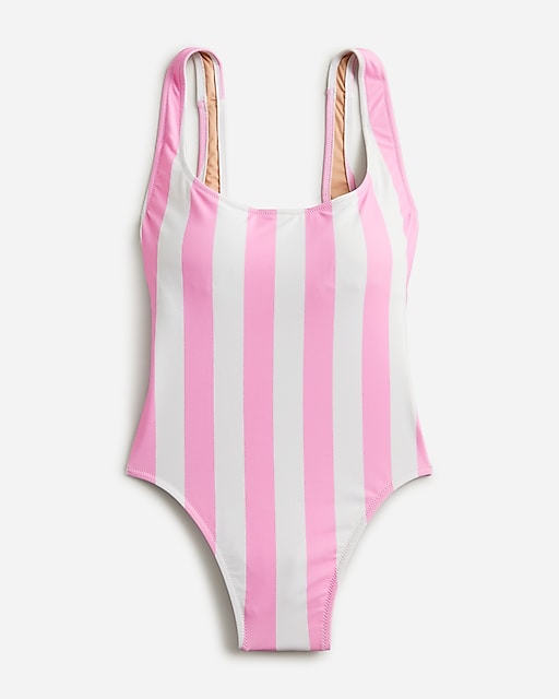 womens Scoopneck one-piece swimsuit in pink stripe