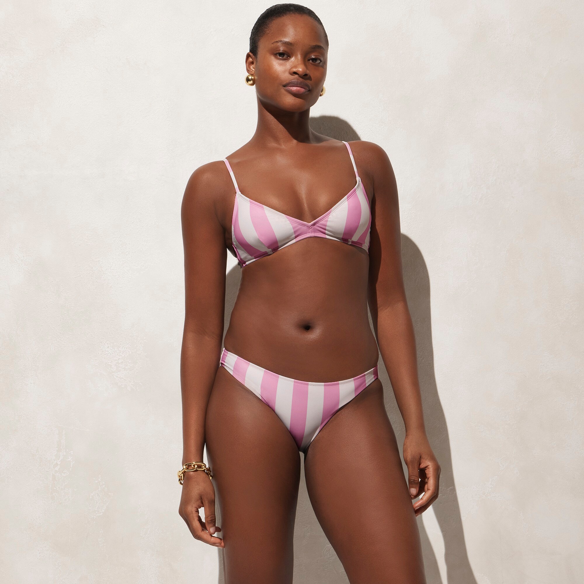 j.crew: surf hipster bikini bottom in pink stripe for women