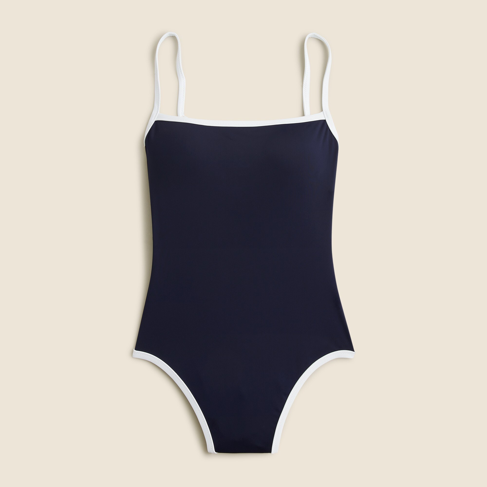 Squareneck one-piece swimsuit with contrast trim