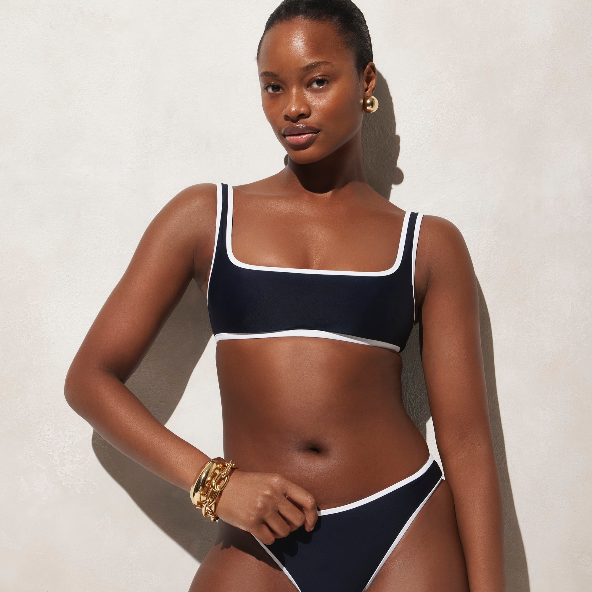 j.crew: squareneck bikini top with contrast trim for women