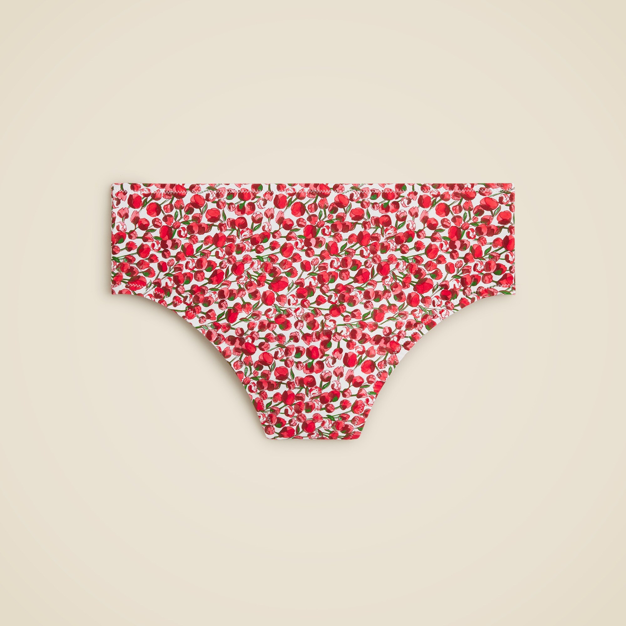 High-rise full-coverage bikini bottom in Liberty® Eliza's Red fabric