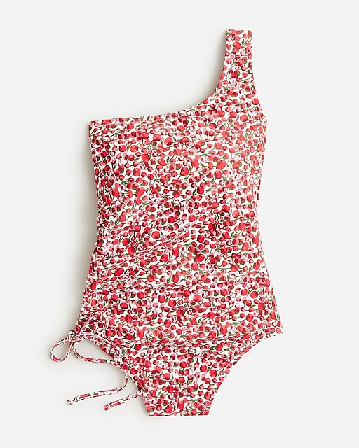 womens One-shoulder one-piece swimsuit with side tie in Liberty&reg; Eliza's Red fabric
