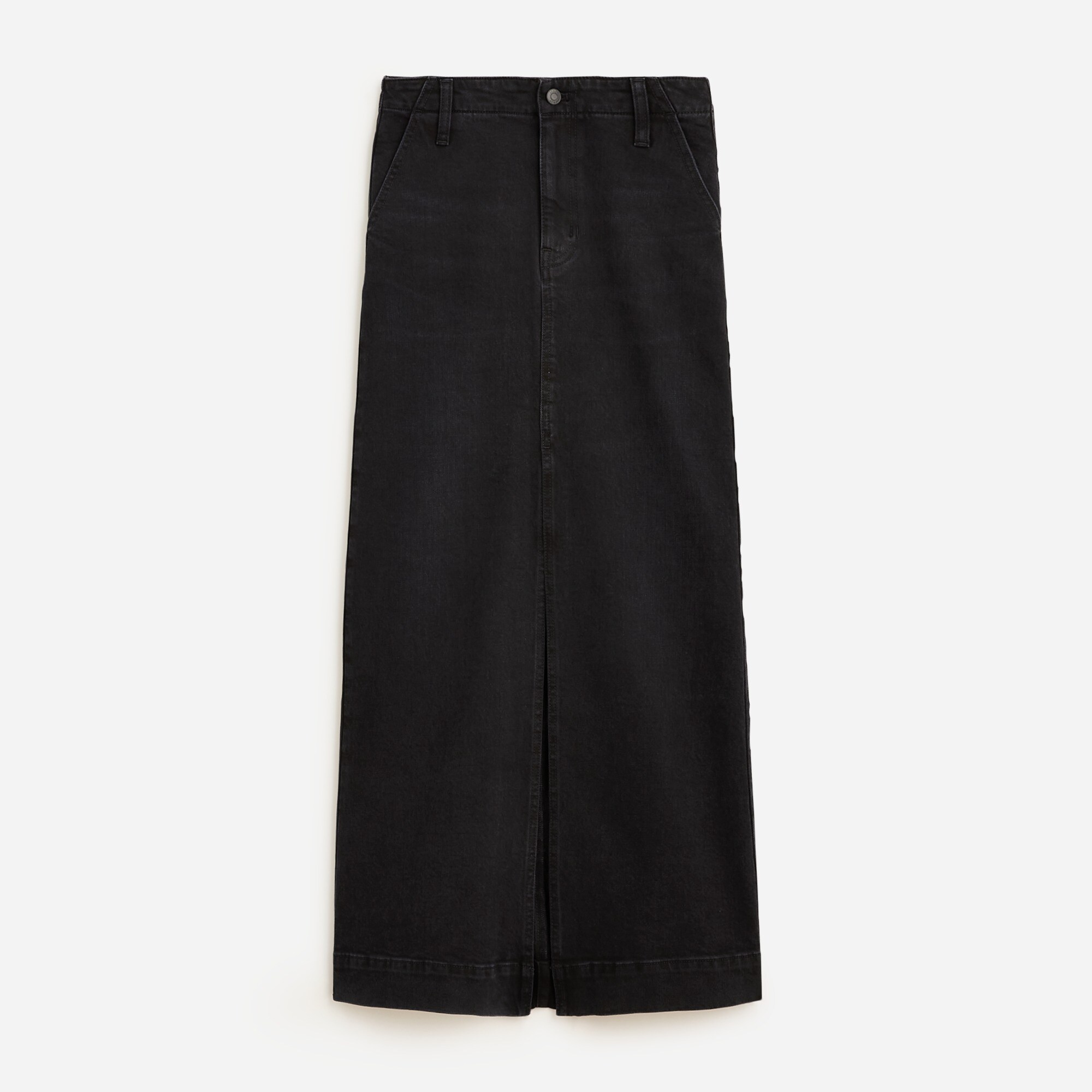 Denim maxi skirt in washed black
