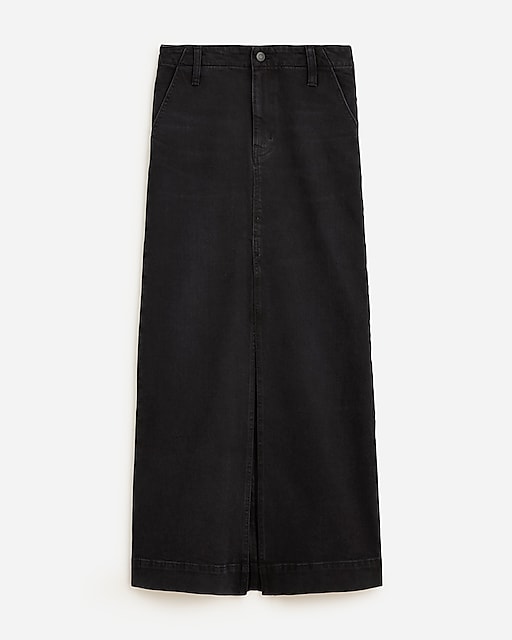 womens Denim maxi skirt in washed black