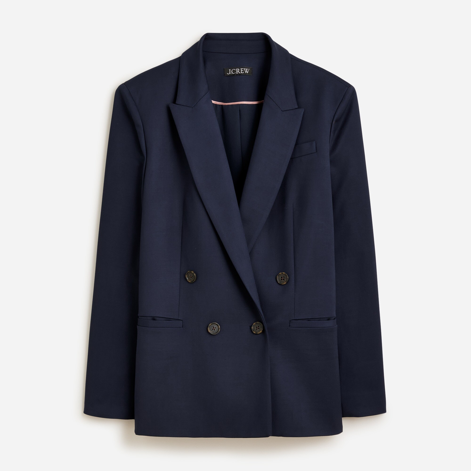 womens Relaxed double-breasted blazer in city twill