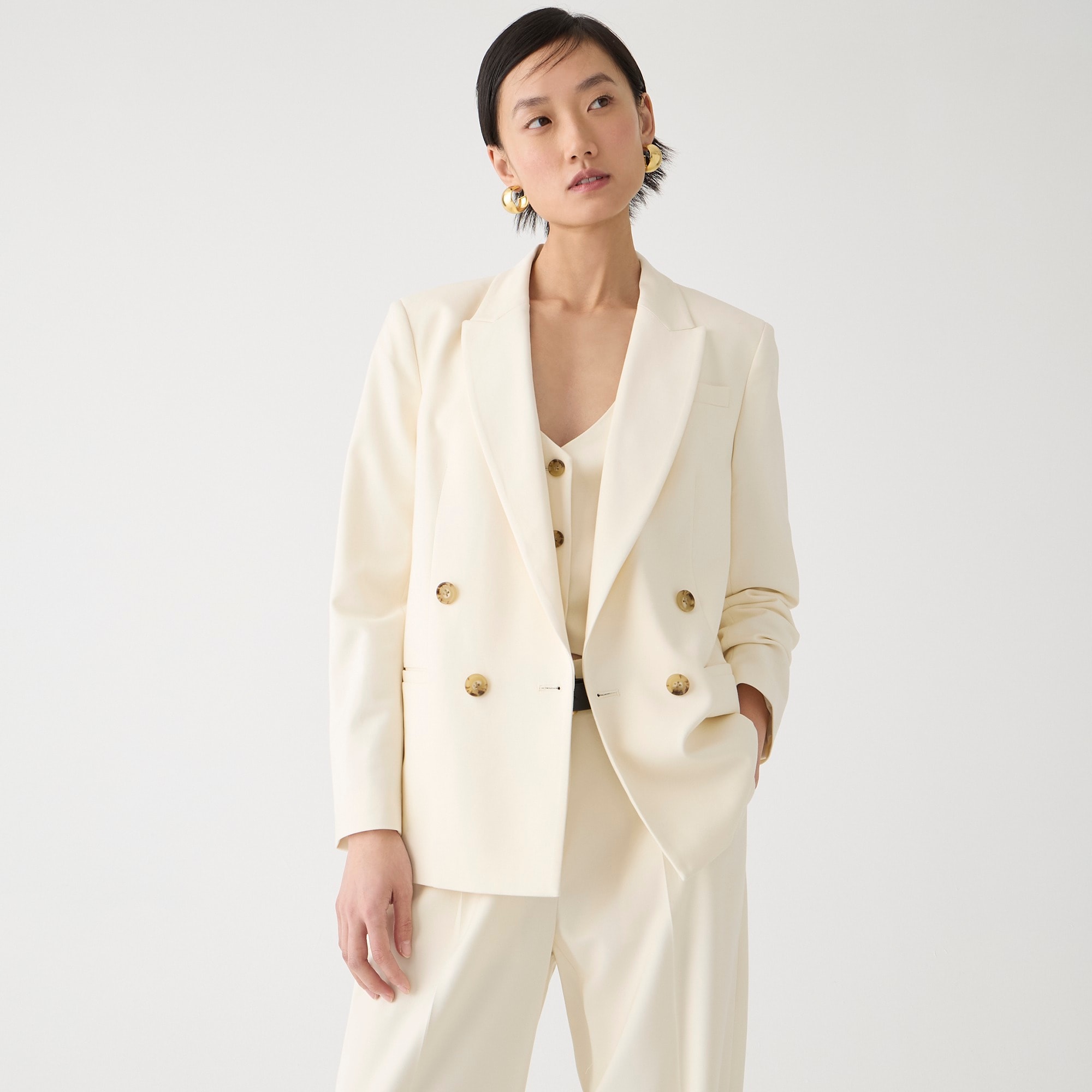  Petite relaxed double-breasted blazer in city twill
