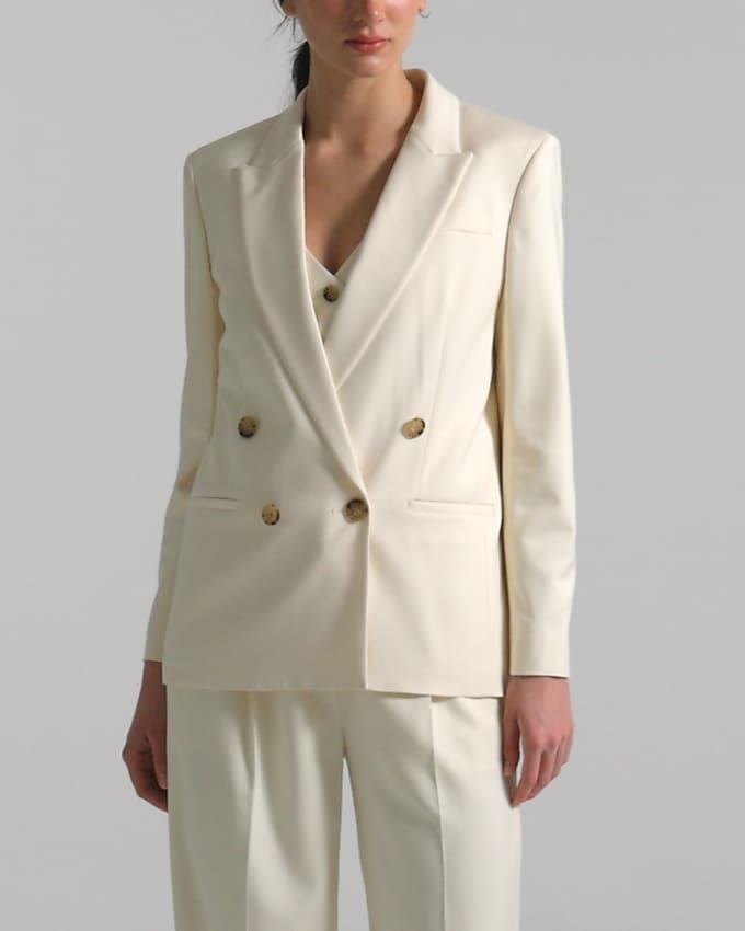 Petite relaxed double-breasted blazer in city twill