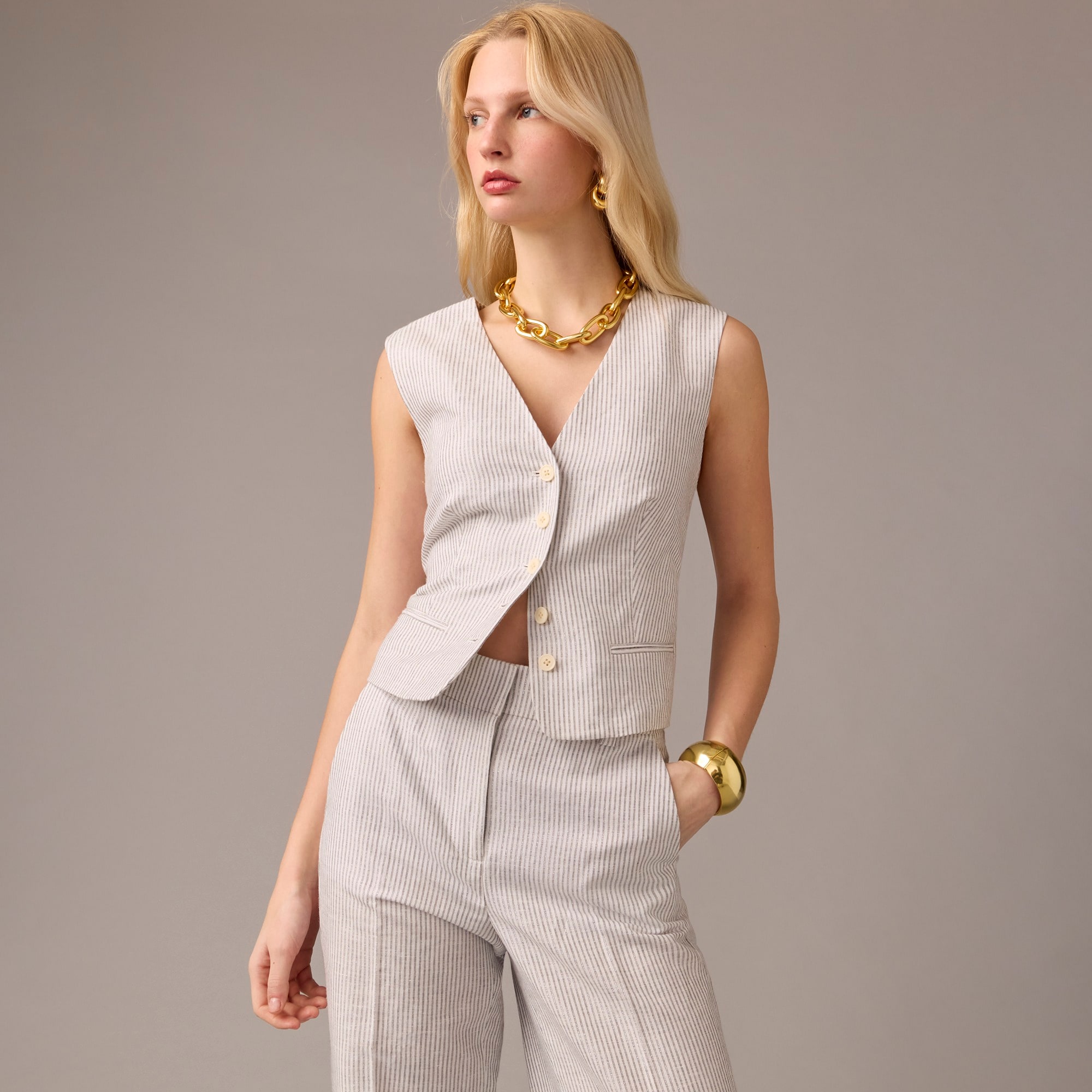 j.crew: collection suit vest in italian linen blend with lurex&reg; metallic threads for women