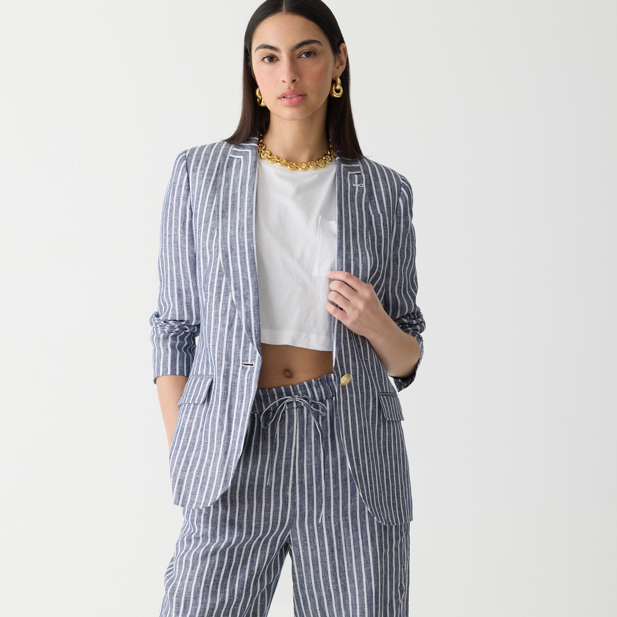 womens Alfie blazer in striped linen