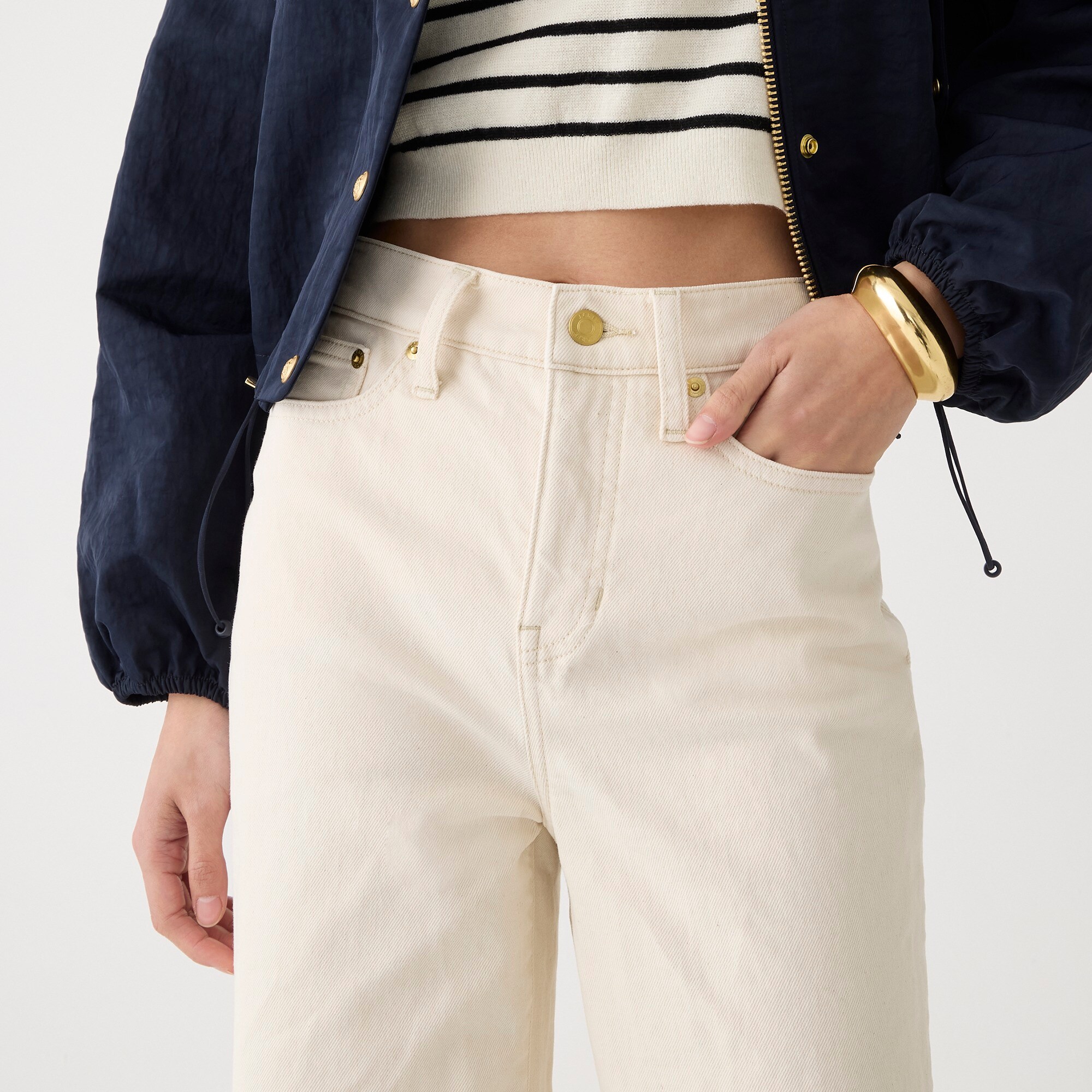 Slim wide-leg jean in ecru