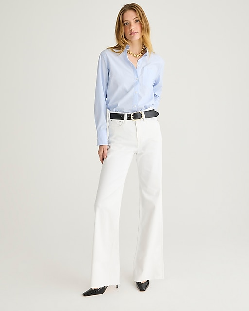  Full-length slim wide-leg jean in white