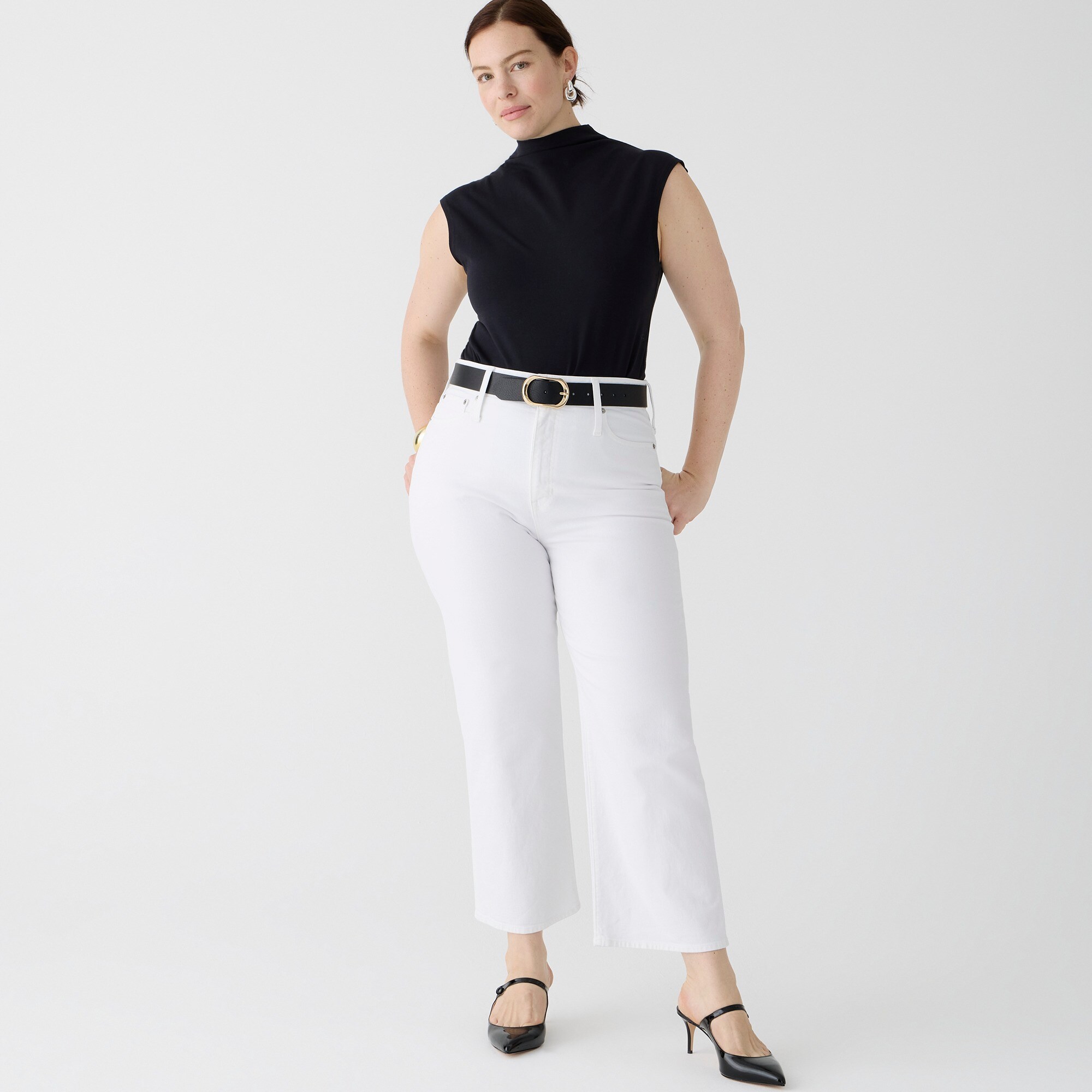  Curvy slim wide-leg jean in white