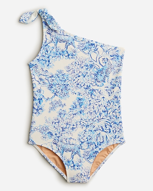girls Girls' printed tie-shoulder one-piece swimsuit with UPF 50+