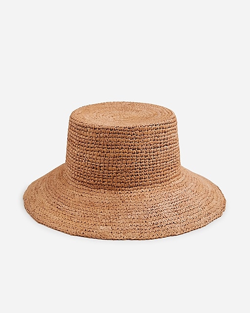  Wide-brim raffia bucket hat