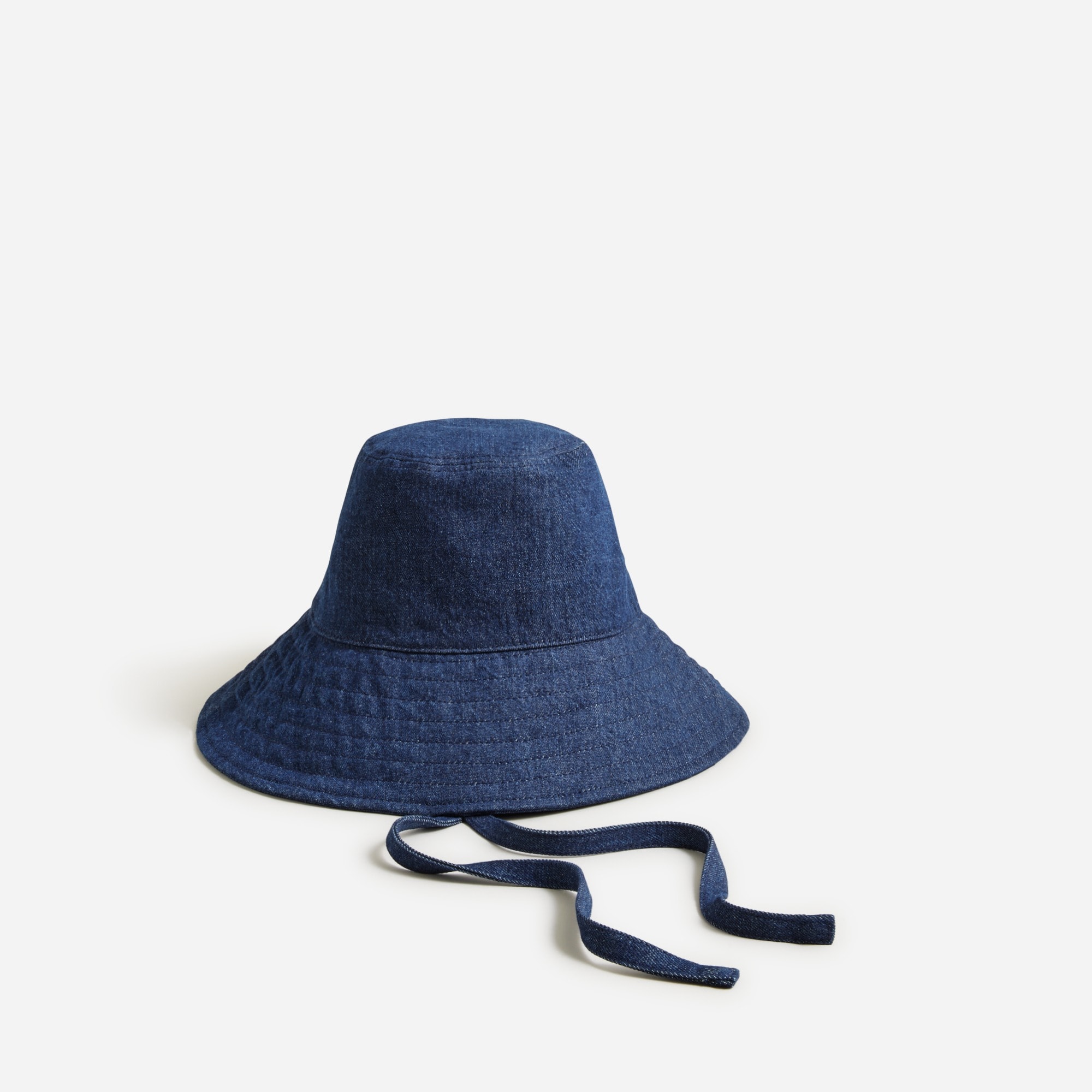 Denim bucket hat with ties