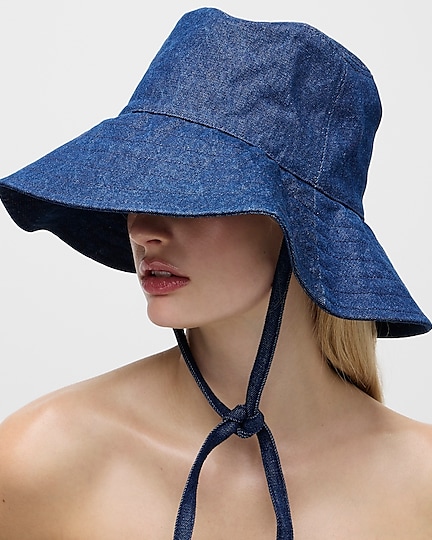 j.crew: denim bucket hat with ties for women