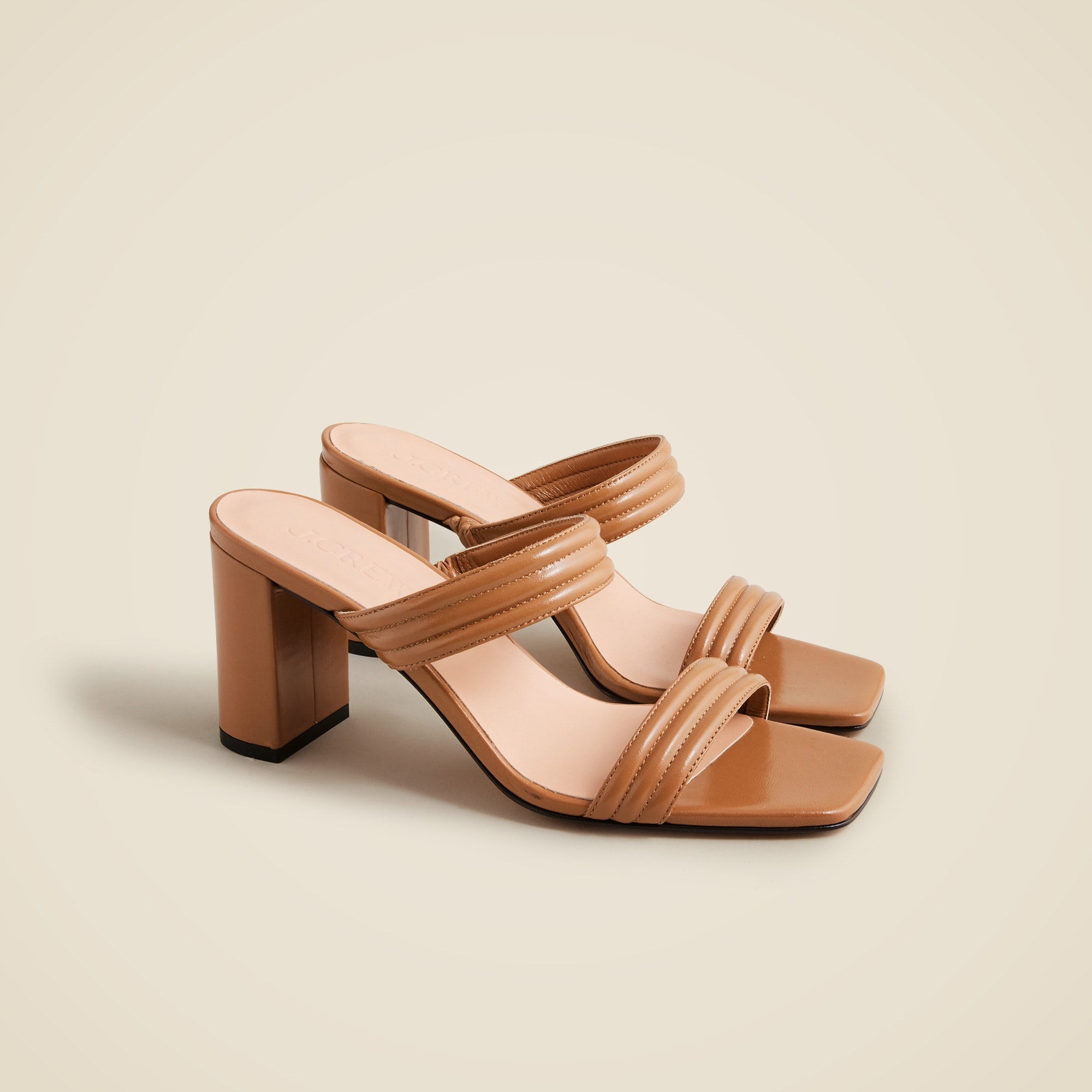 Evelyn double-strap heels in leather