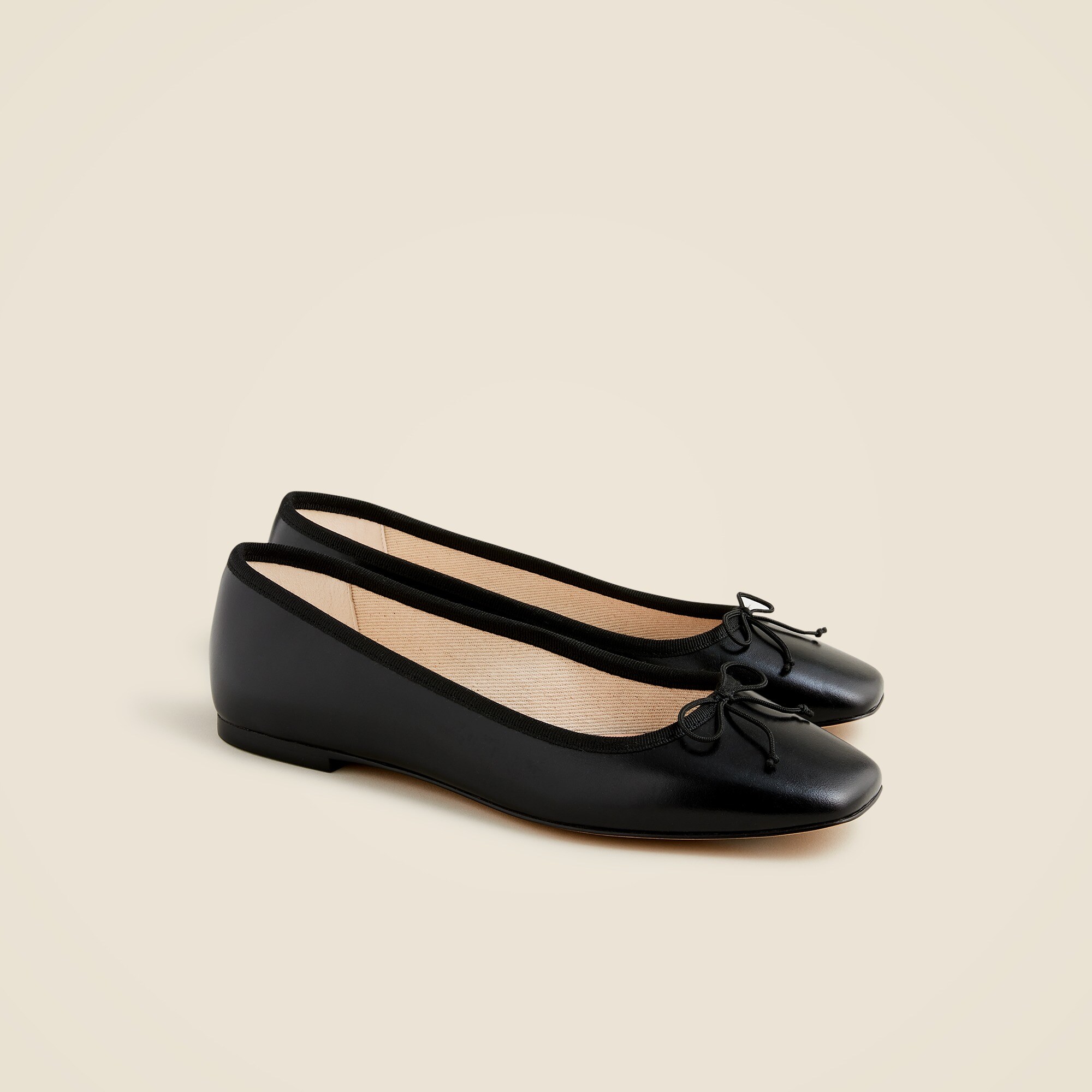quinn square-toe ballet flats in leather for women