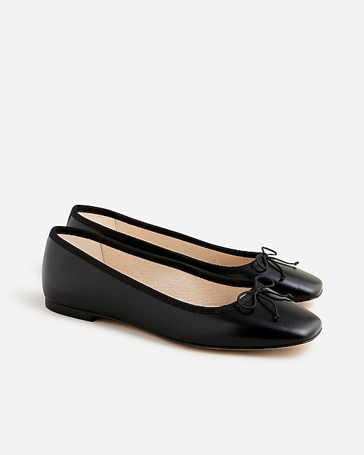 womens Quinn square-toe ballet flats in leather