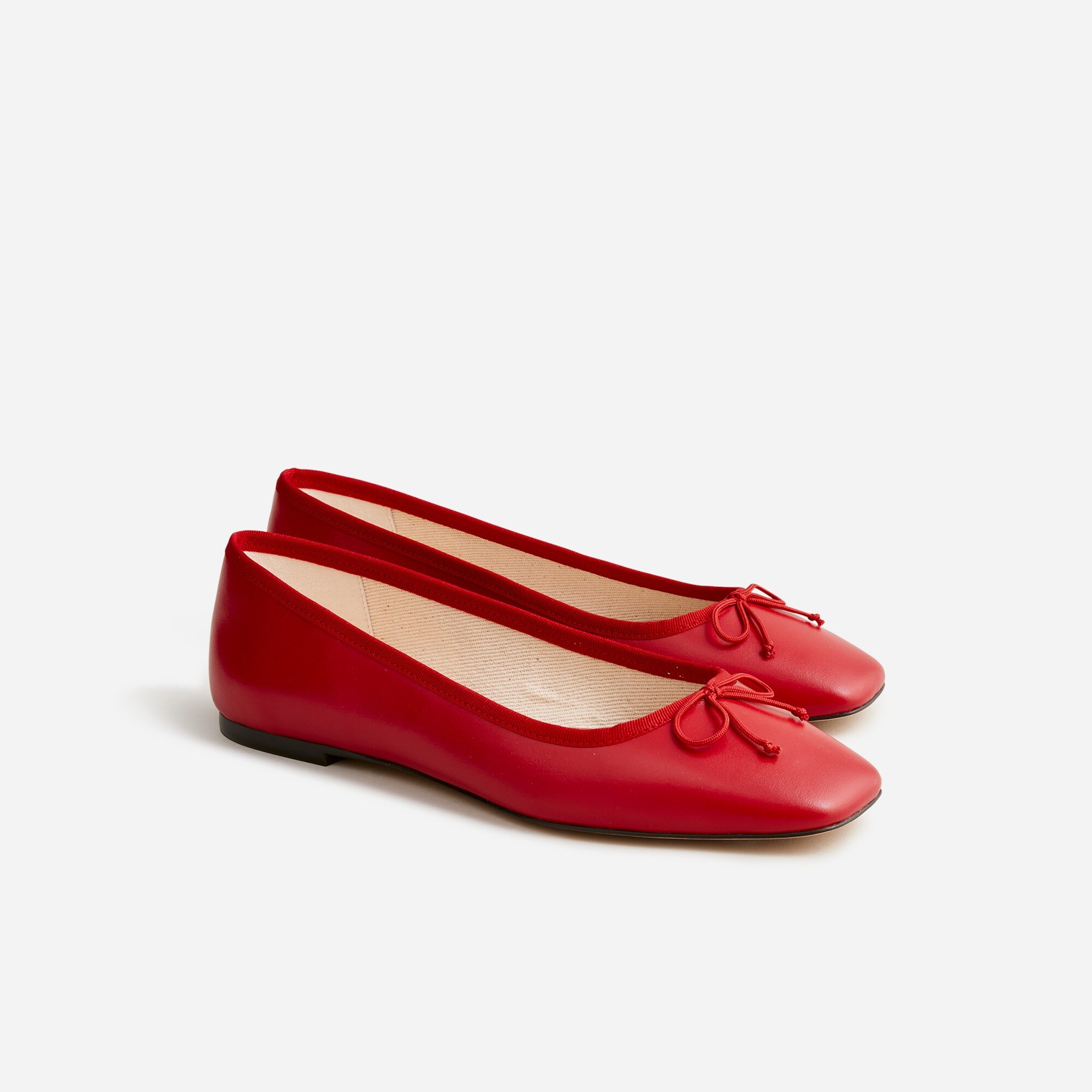 フットケア Glamorous Air TRINTY Quinn Square-toe Ballet Flats In Leather For Women | J.Crew