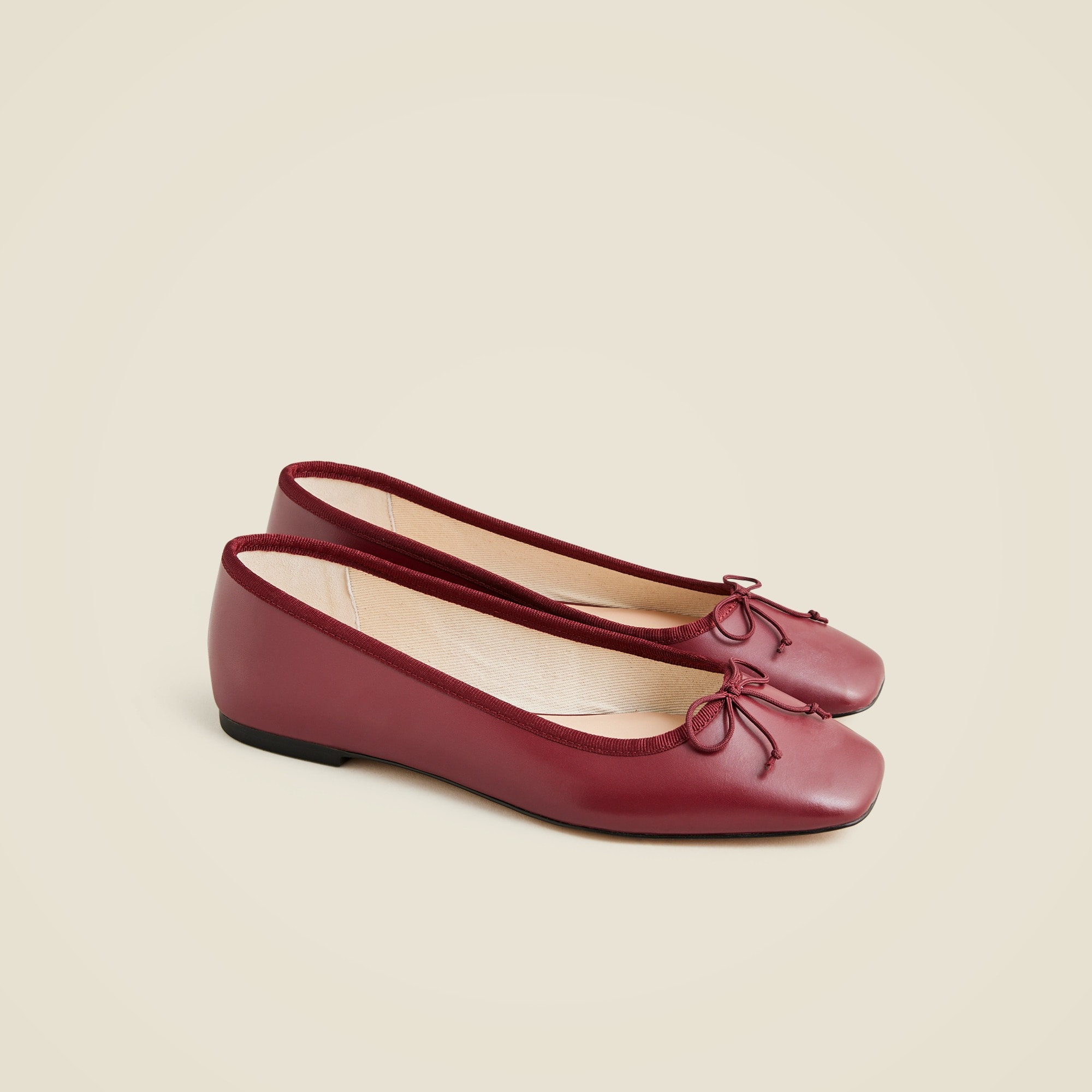 J.Crew Quinn Square toe Ballet Flats In Leather For Women