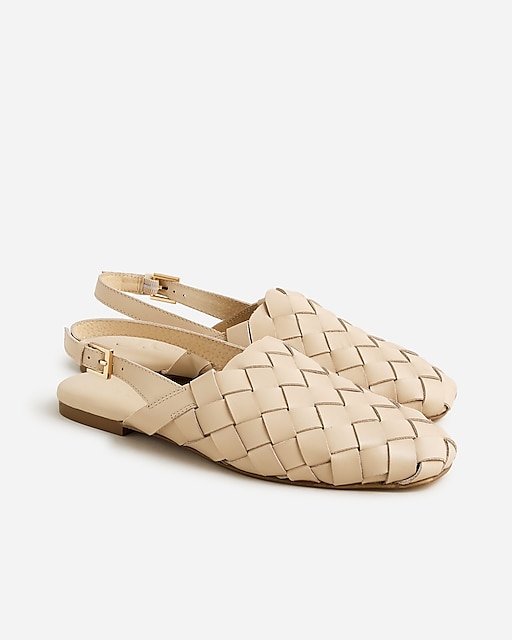 womens Woven slingback flats in leather