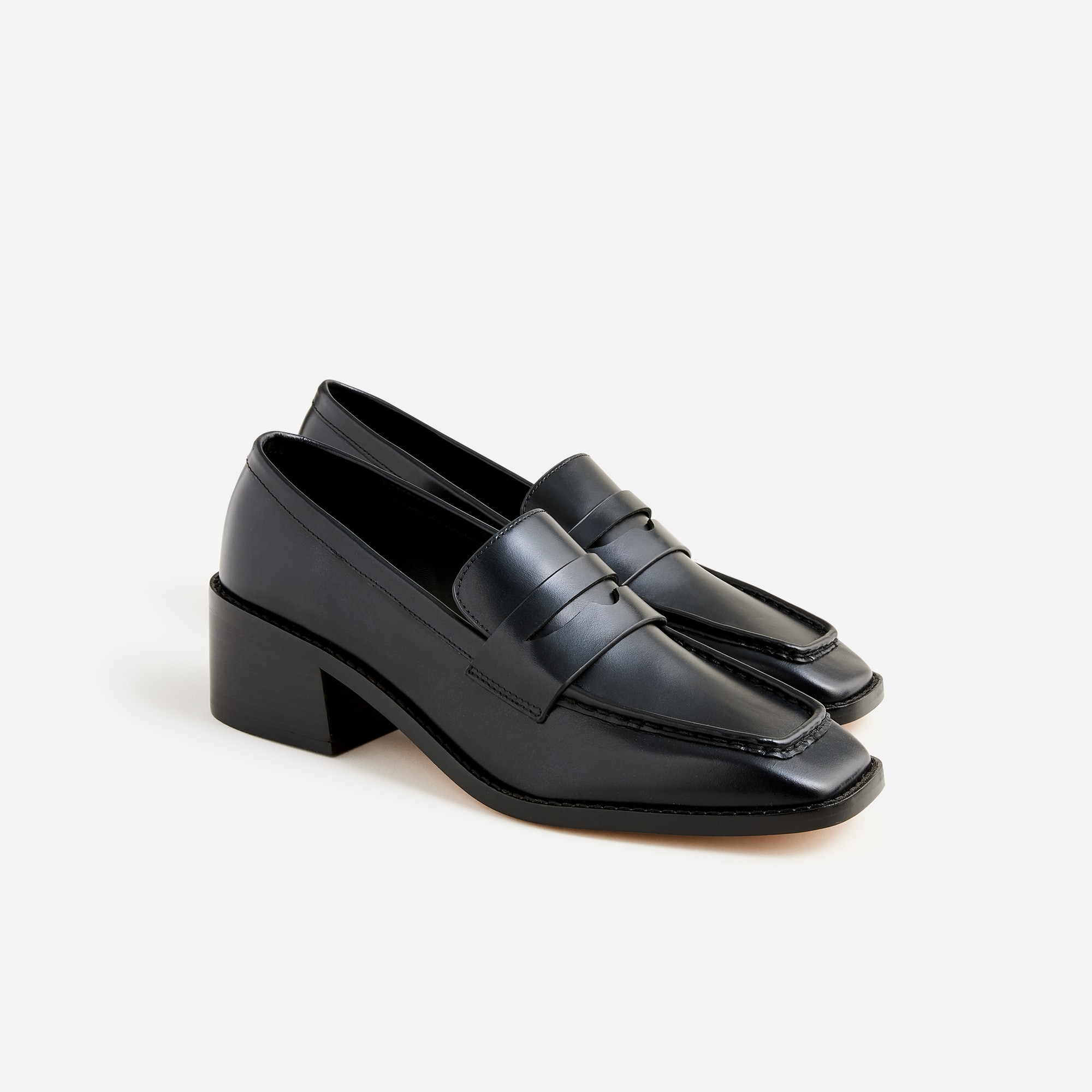womens Addison stacked-heel loafers in leather