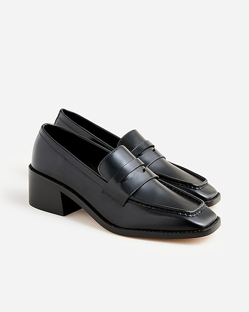 womens Addison stacked-heel loafers in leather
