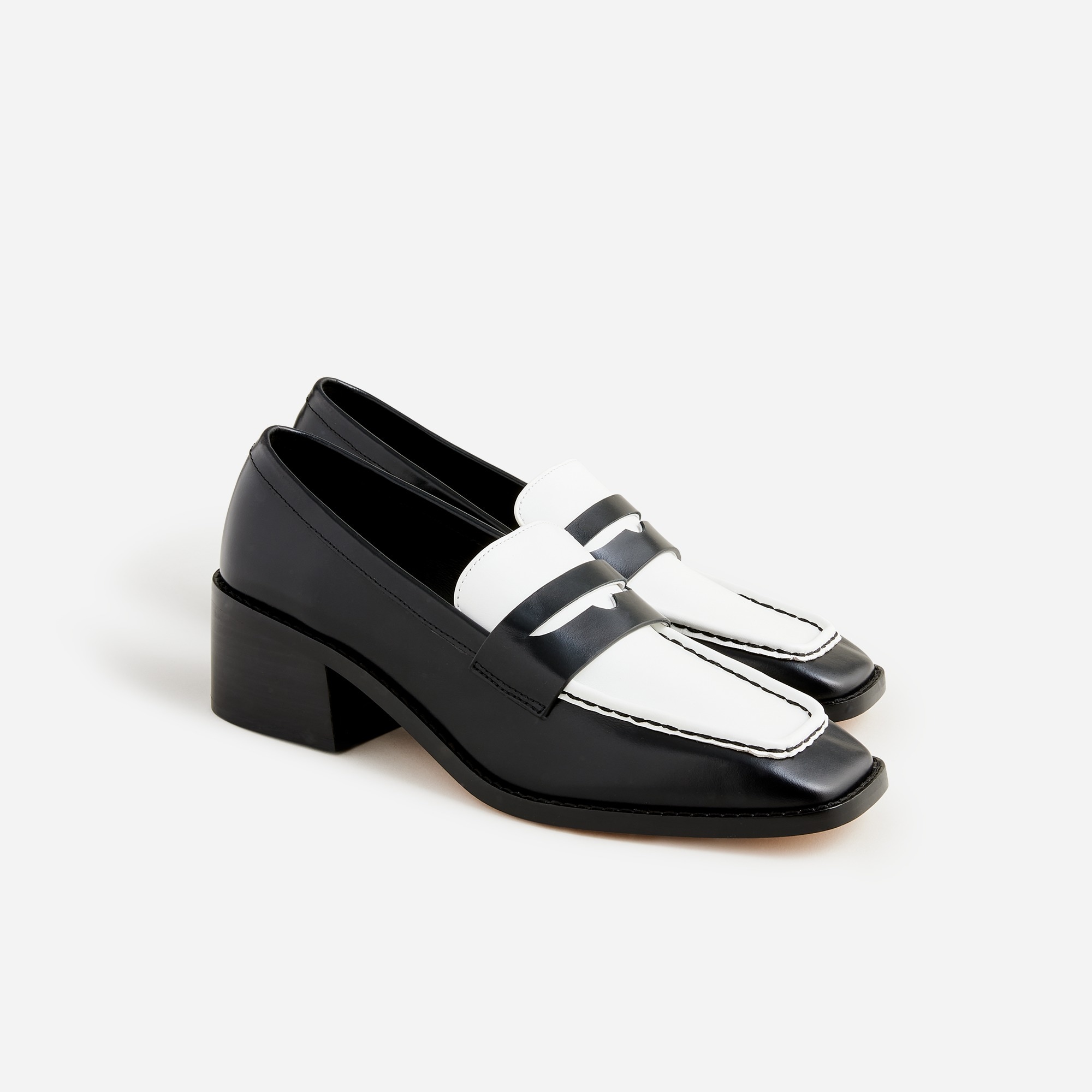 womens Addison stacked-heel loafers in colorblock leather