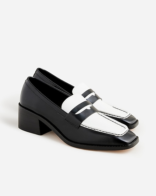  Addison stacked-heel loafers in colorblock leather