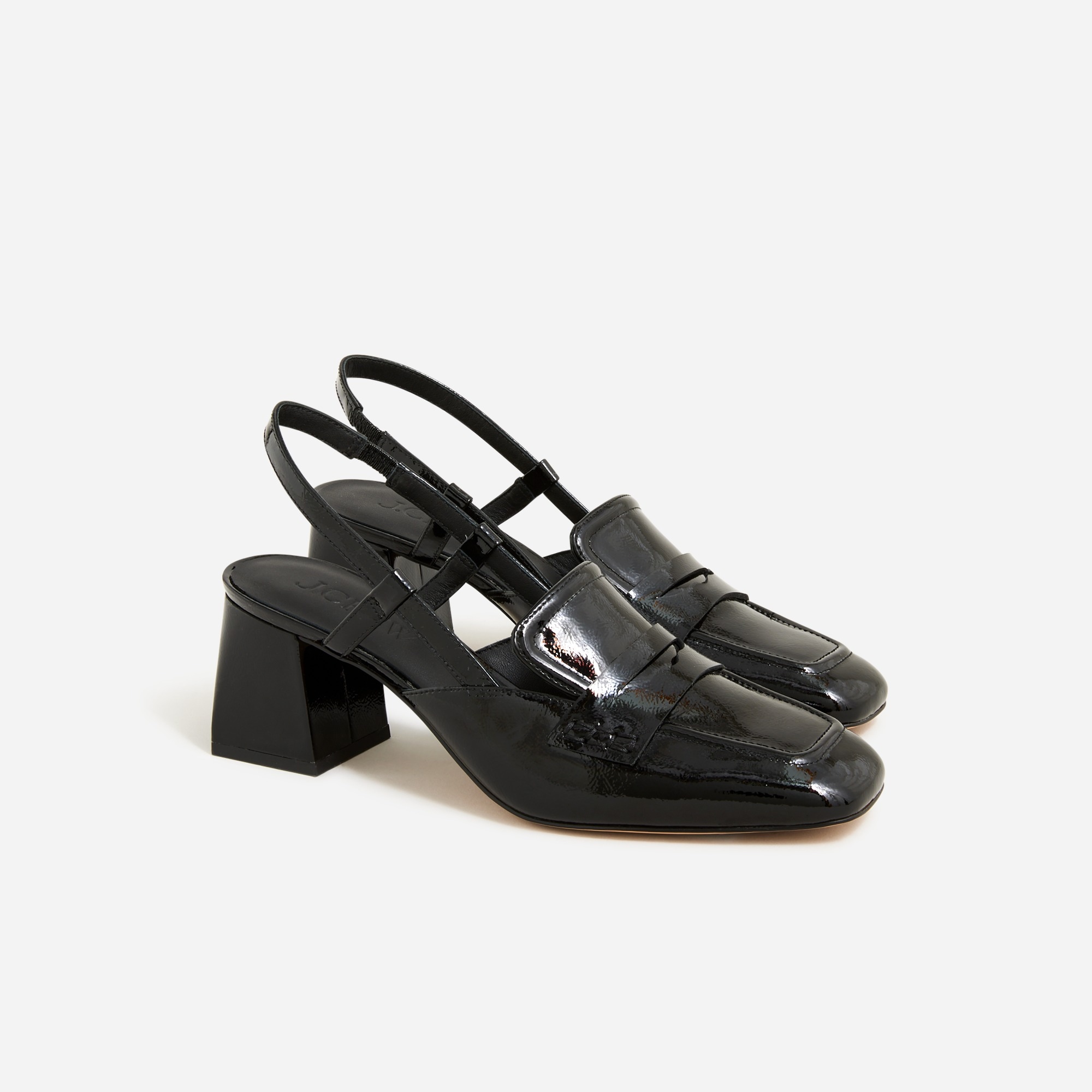  Layne slingback loafer heels in crinkle leather