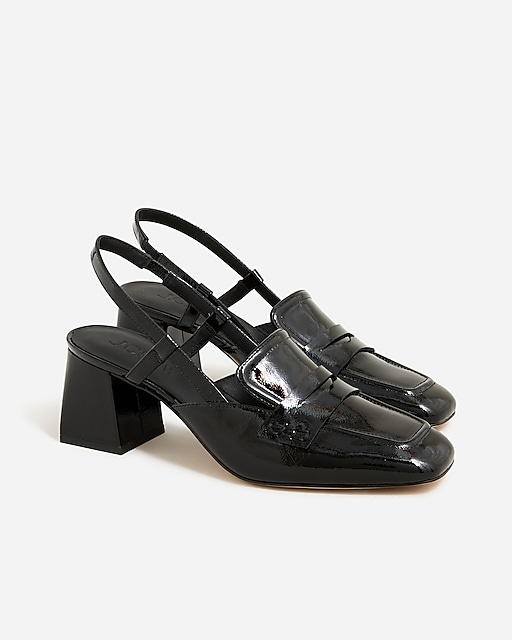  Layne slingback loafer heels in crinkle leather