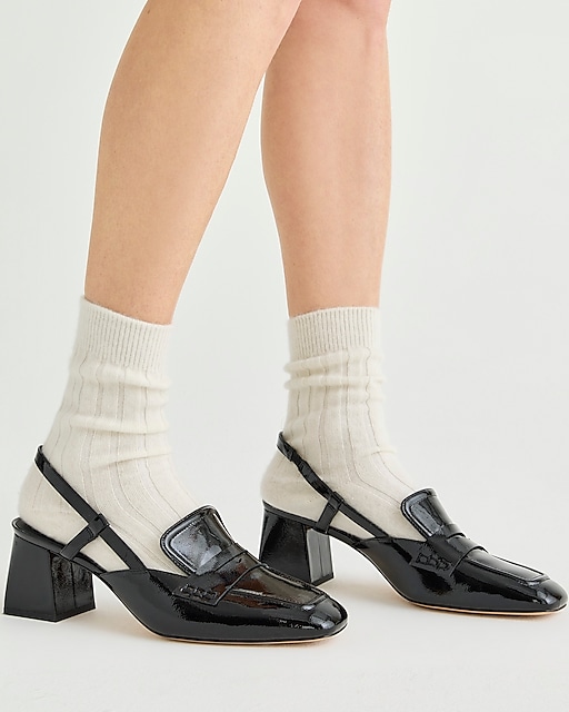 womens Layne slingback loafer heels in crinkle leather