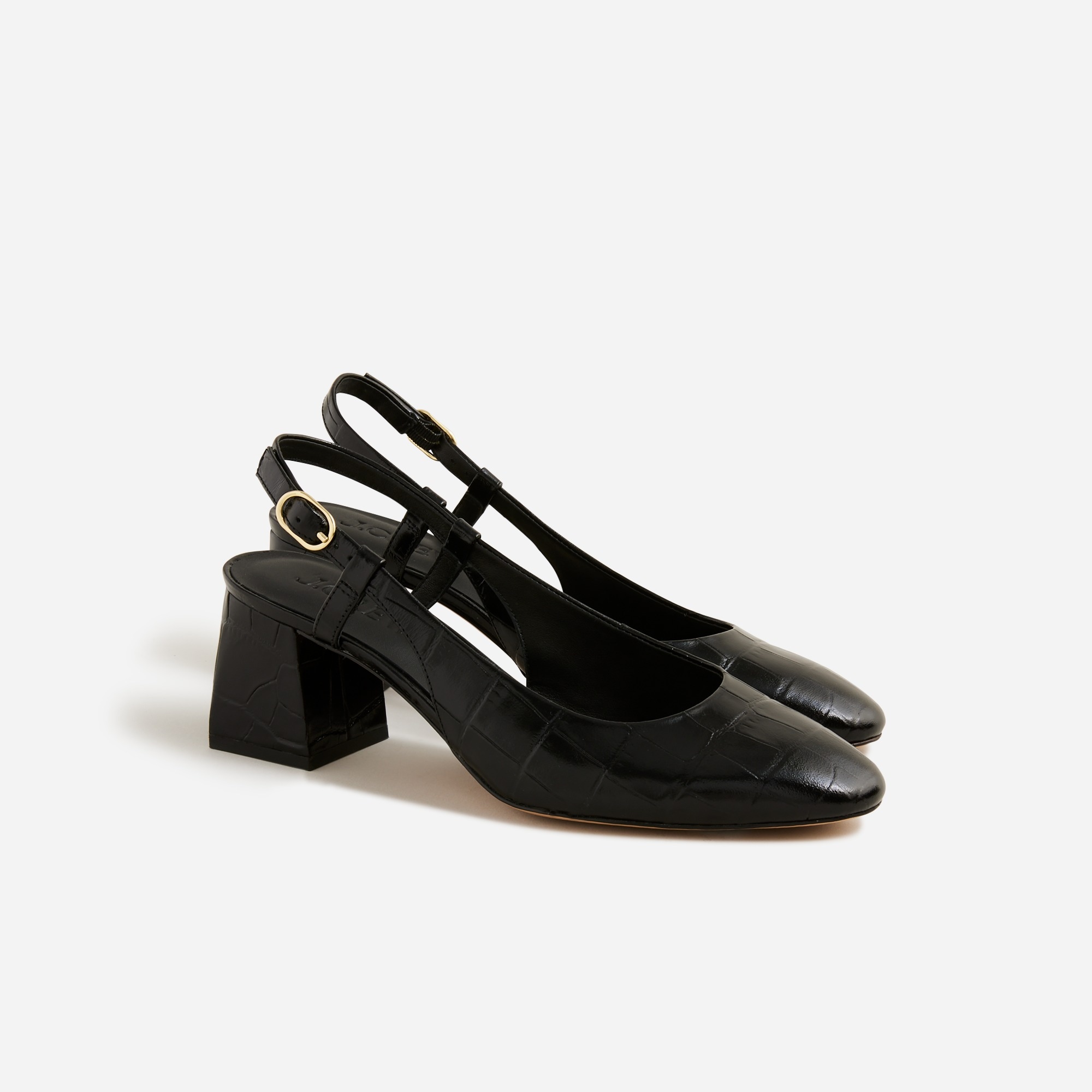 Layne slingback heels in croc-embossed leather