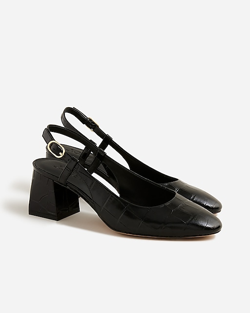 womens Layne slingback heels in croc-embossed leather
