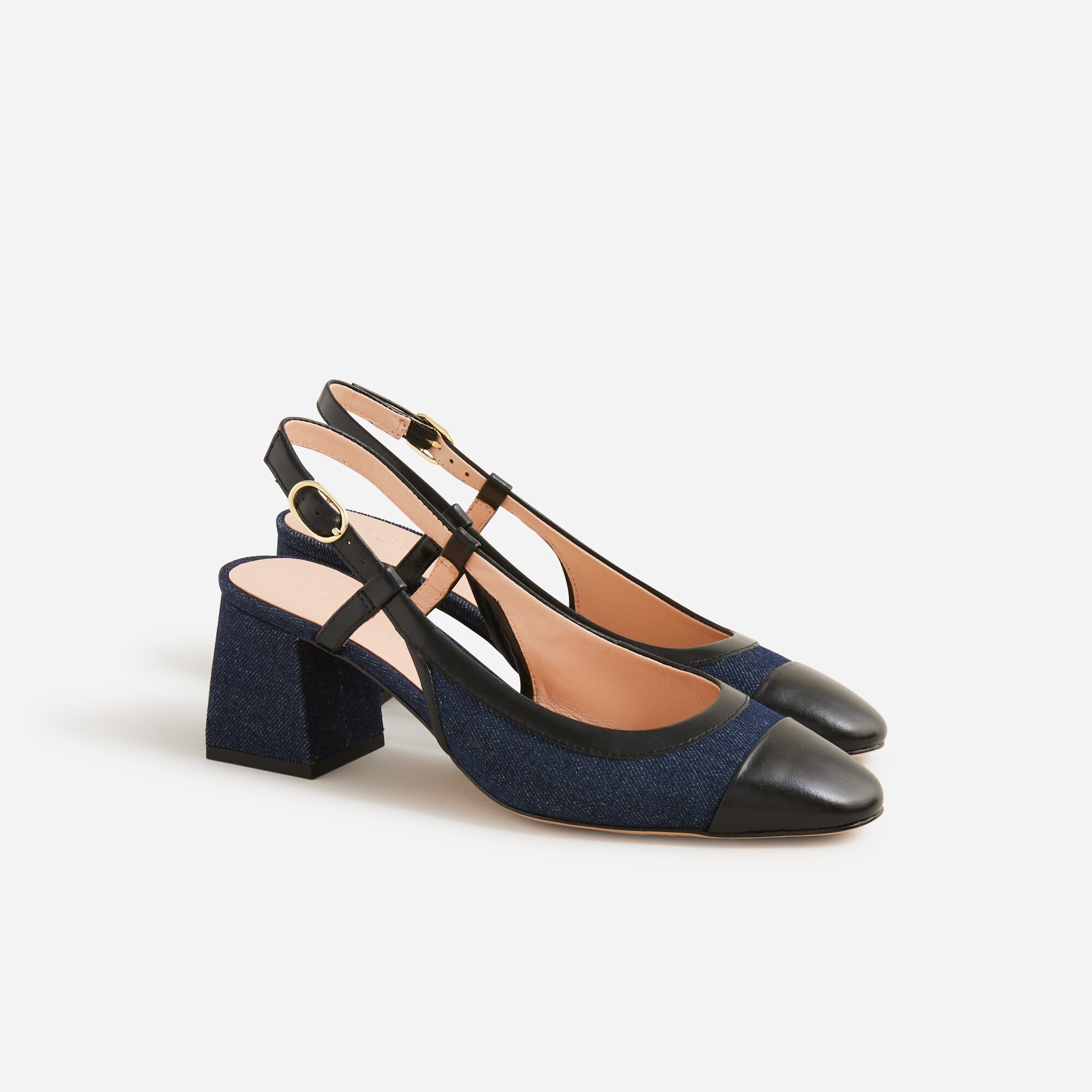 J.Crew Layne Cap Toe Heels In Washed Denim For Women