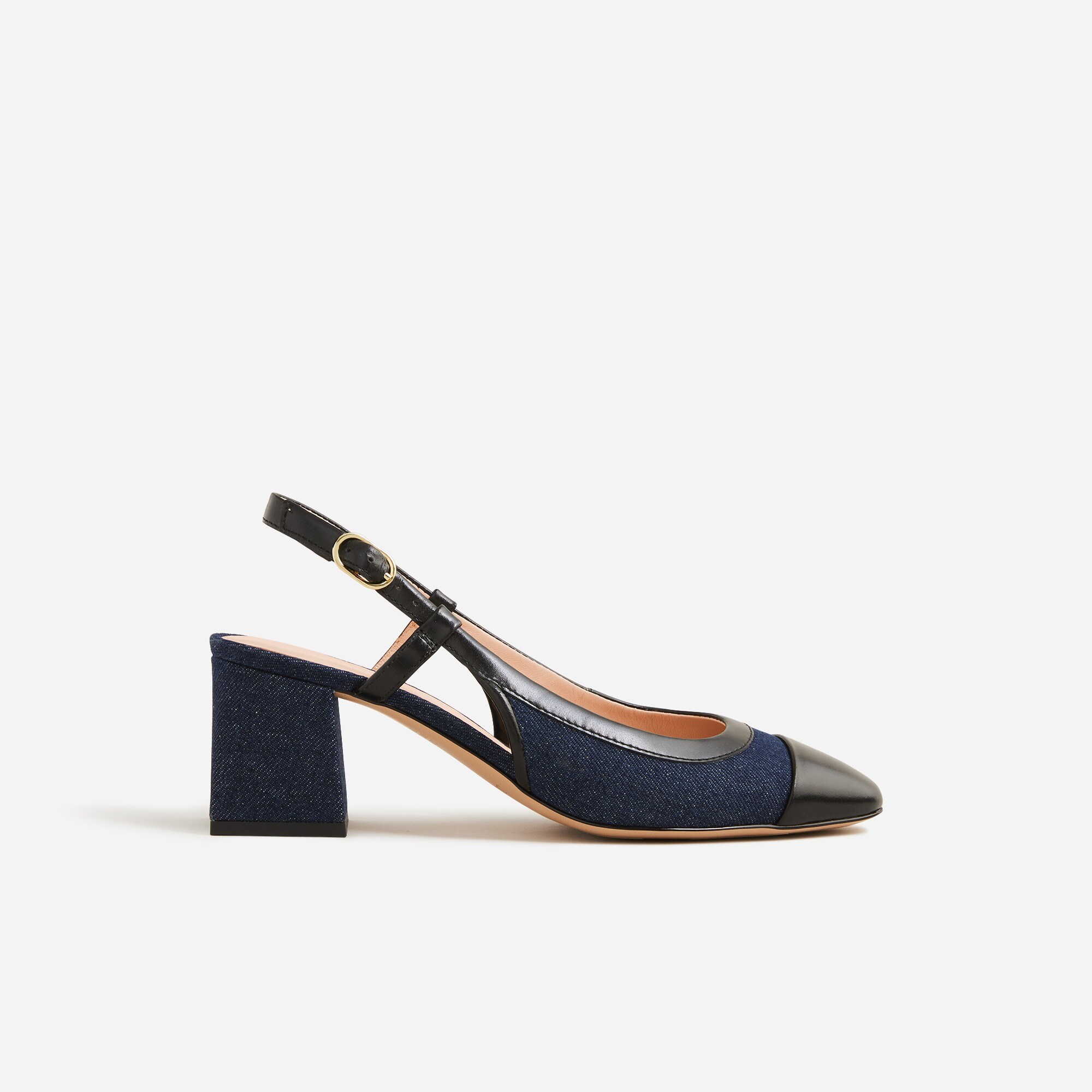 J.Crew: Layne Cap Toe Heels In Washed Denim For Women