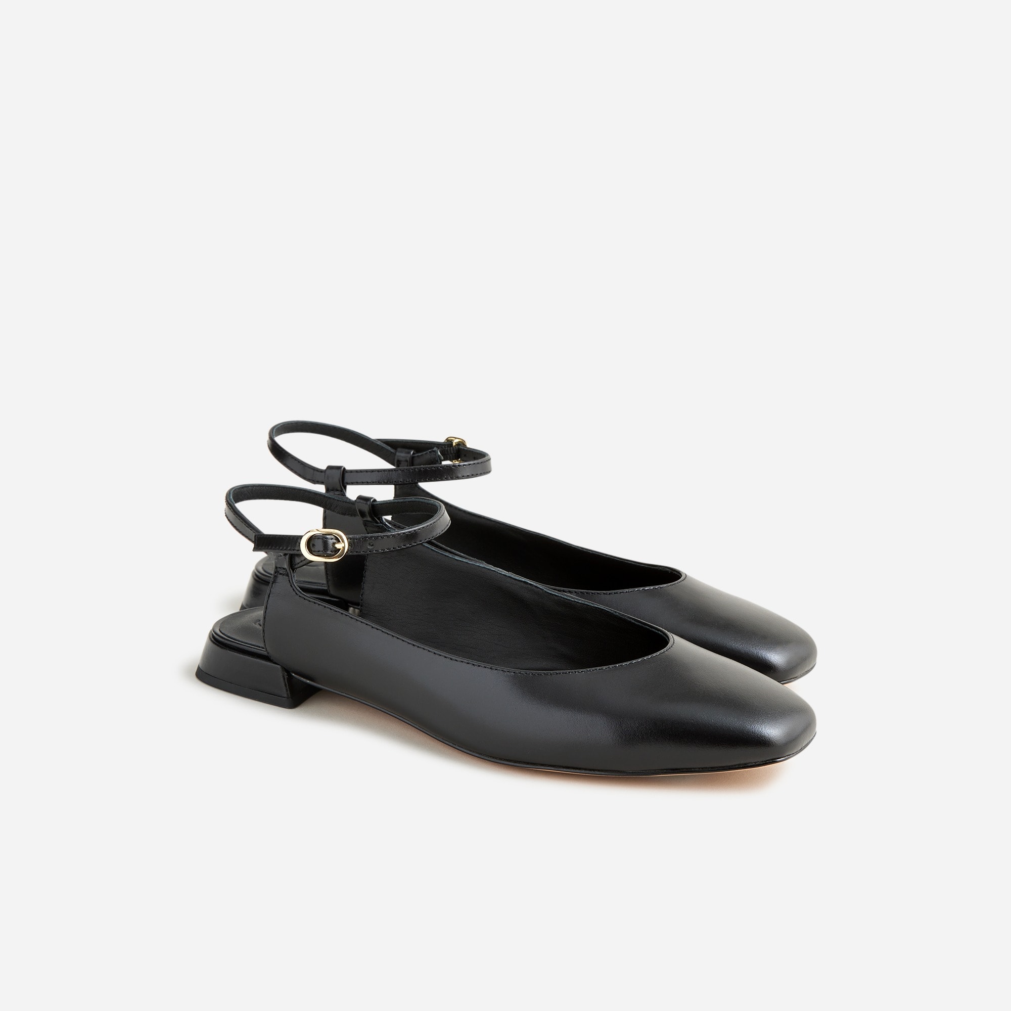 womens Ankle-strap flats in leather