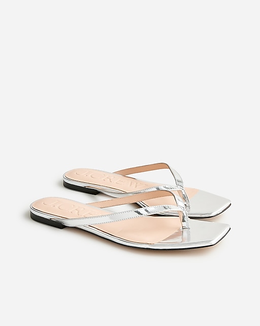 womens New Capri thong sandals in metallic leather