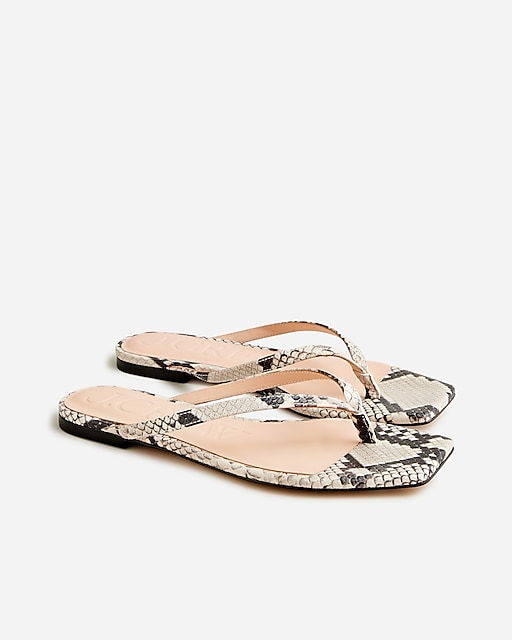 womens Capri thong sandals in snake-embossed leather