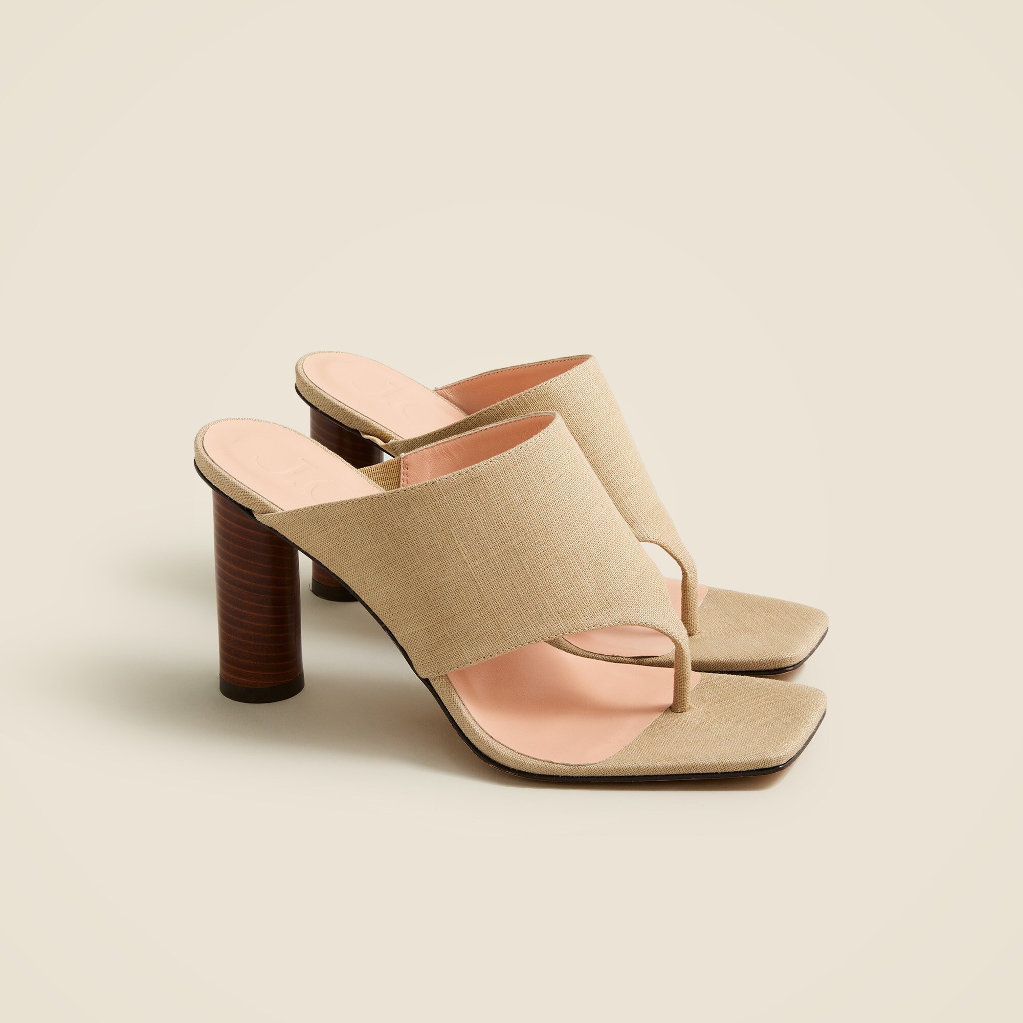 rounded-heel thong sandals in linen for women