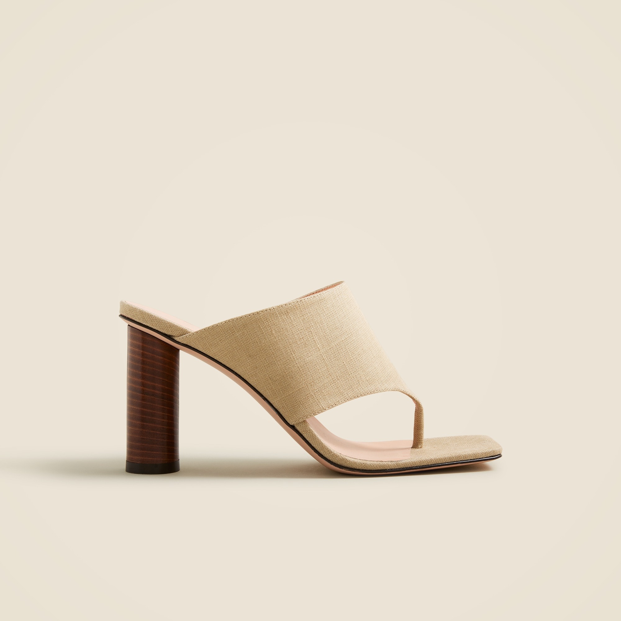 【PORTERNA】Hei round mules Rounded-heel Thong Sandals In Linen For Women | J.Crew