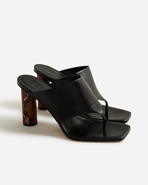  Rounded-heel thong sandals in leather