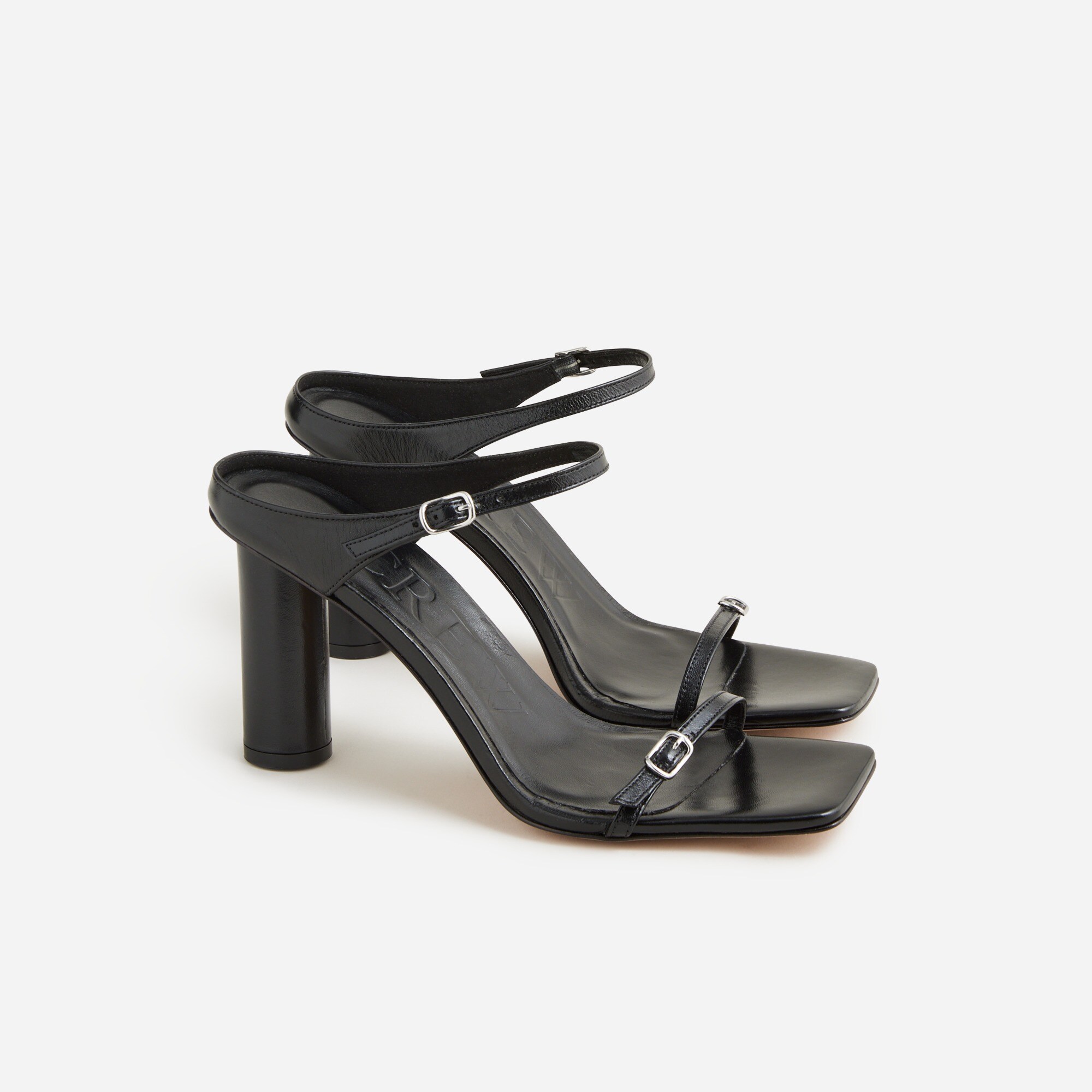 Rounded-heel sandals in leather
