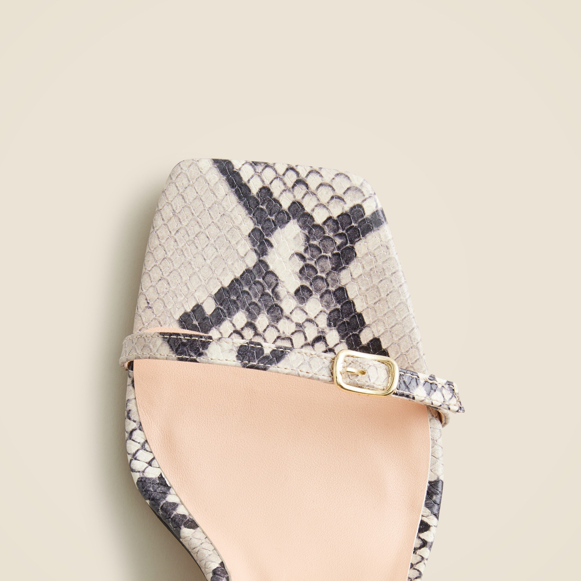 Rounded-heel sandals in snake-embossed leather